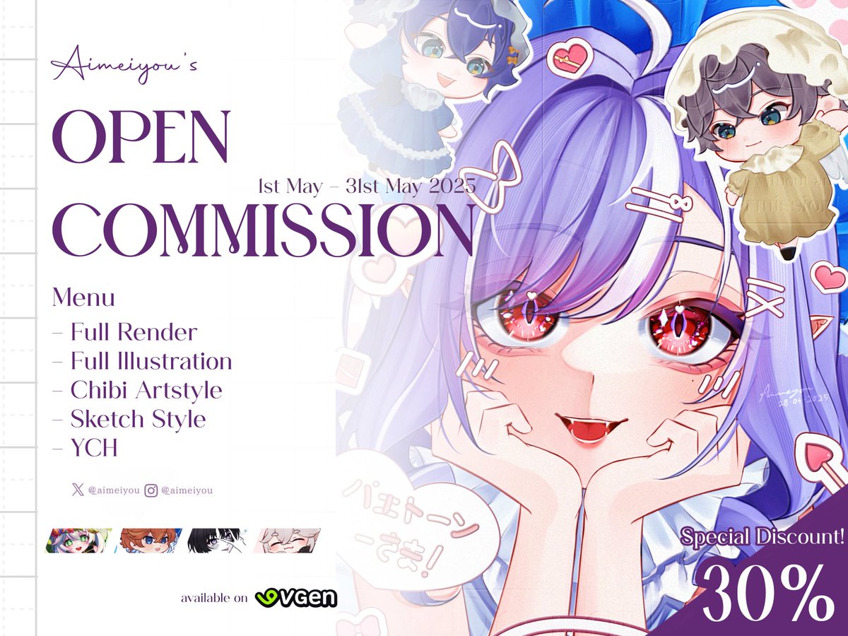 aimeiyou00's tweet image. ☂️OPEN COMMISSION☂️
[RTs and Likes are very appreciated]

Please check bellow for more details🤗✨
Local: aimeiyou.carrd.co (30% Discount!!!)
International: vgen.co/_aimeiyou

Feel free to DM me if you have a question~ thank you!

#OpenCommission #VGenComm #VGenOpen