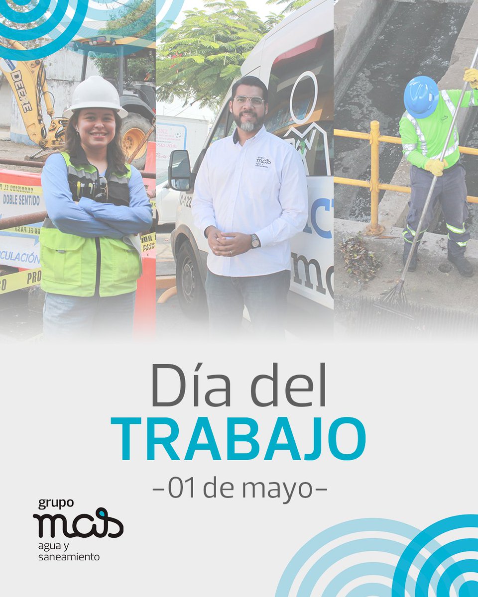 GrupoMASAgua's tweet photo. 💧👷♀️👨🔧 Día del Trabajo | 01 de mayo
Hoy celebramos a quienes con compromiso, esfuerzo y vocación hacen posible un servicio esencial: el agua y el saneamiento.
En Grupo MAS reconocemos y agradecemos el trabajo de cada persona. ¡Gracias por su dedicación!
#DíaDelTrabajo #GrupoMAS #AguaYSaneamiento