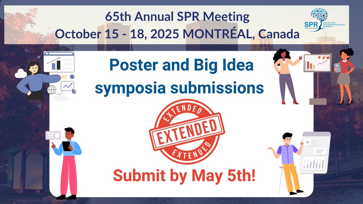 TheRealSPR's tweet image. 📣 Deadline for Poster (and Faces of the Future talks) & Big Idea symposia submissions for #2025SPR have been extended to May 5th! spr.joynmeeting.com/v2/