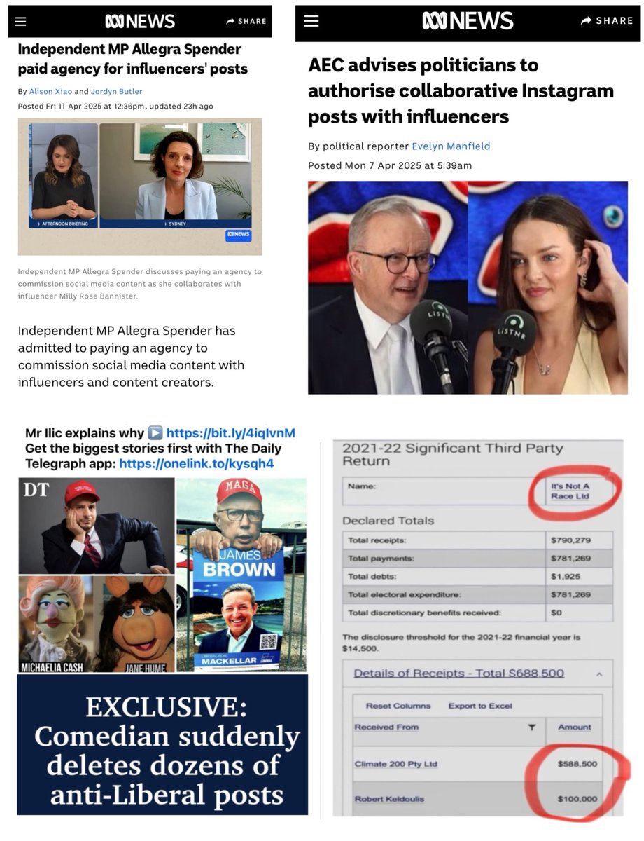 22thinkinggirl's tweet photo. @LoteTuqiri So called ‘social influencers’ have been caught out, they lack all integrity.
Best you declare any payments received mate. #Cash4Comment #AusVotes2025 https://t.co/6HHOsPa9ZW
