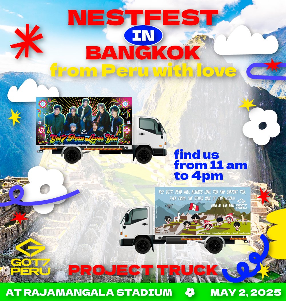 GOT7_Peru's tweet photo. 💚NESTFEST IN BANGKOK - PROJECT TRUCK💚
🇵🇪from Peru with love

📍Rajamangala Stadium
🗓 May 2nd
⏰️ 11am - 4pm

We want to celebrate this moment. If you see the truck, take a photo and share it!✨️

#GOT7_NESTFEST 
#GOT7inราชมัง
 #GOT7_NESTFESTinBKK
#GOT7 @GOT7Official https://t.co/5bRENlpxgw
