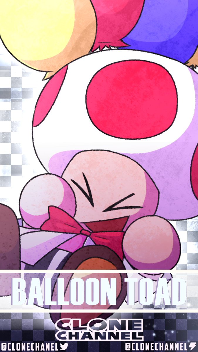 Clone Channel art for May 2025, feat. Balloon Toad (RockClones)!

(check the link in our pinned for full res &amp; transparent versions)
#fnas #fnasart #mario #marioart