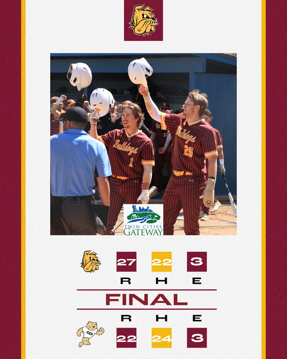 That's a SWEEP in St. Paul! 🧹🧹

UMD vs. CSP | #BulldogCountry ⚾️