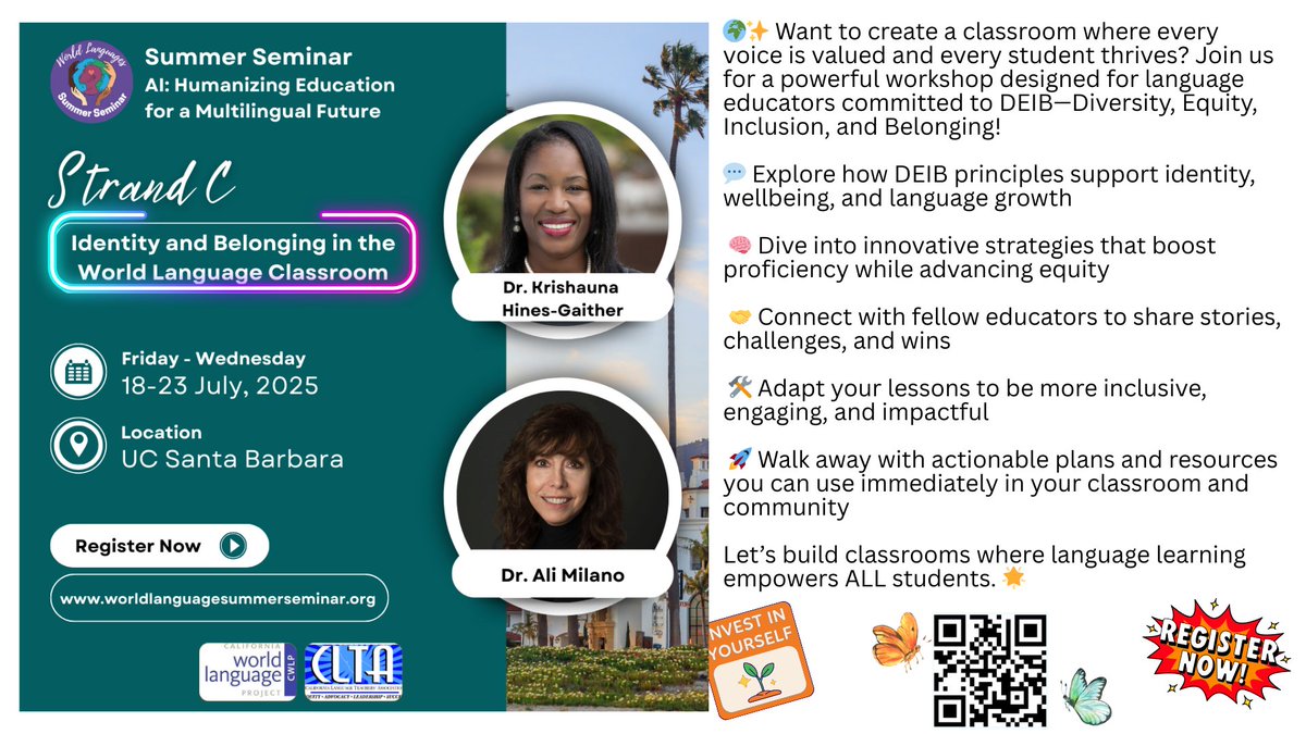 For more information &amp; to register, please go to worldlanguagesummerseminar.org.

#TeachLanguages #DEIBinEd #InclusiveTeaching #LanguageForAll #EquityInEducation #GlobalClassroom #BelongingMatters #WorldLanguageEd