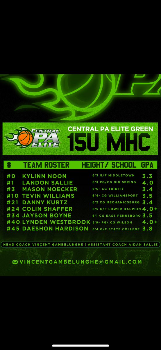 Coach Vinny (@vinnyg_1) on Twitter photo Plenty of college prospects on this <a href="/madehoops/">MADE Hoops</a> roster. Not only great players but great students with excellent academic standing. Please email or call my number for interest and upcoming schedule. <a href="/CentralPAElite/">Central PA Elite</a> Plenty of college prospects on this <a href="/madehoops/">MADE Hoops</a> roster. Not only great players but great students with excellent academic standing. Please email or call my number for interest and upcoming schedule. <a href="/CentralPAElite/">Central PA Elite</a>