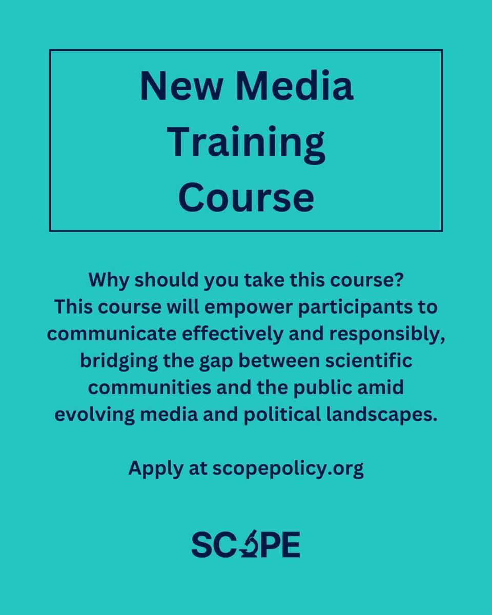 Scope_Policy's tweet image. Only a few days left to apply for SCOPE’s FREE New Media Course. Create podcasts, videos & infographics that can engage a wide audience. Don’t miss out. Learn more at: scopepolicy.org/new-media-cour…