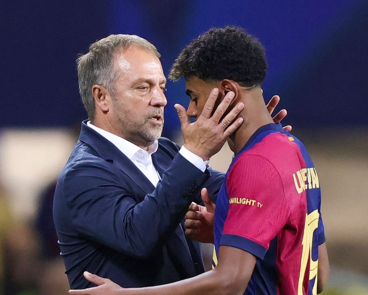 🔵🔴🧞‍♂️ Hansi Flick: “Lamine has always done that. In the big games, he's there… let me say he’s a genius”.

“Lamine is always showing how good he is. I think he enjoys these moments too”.