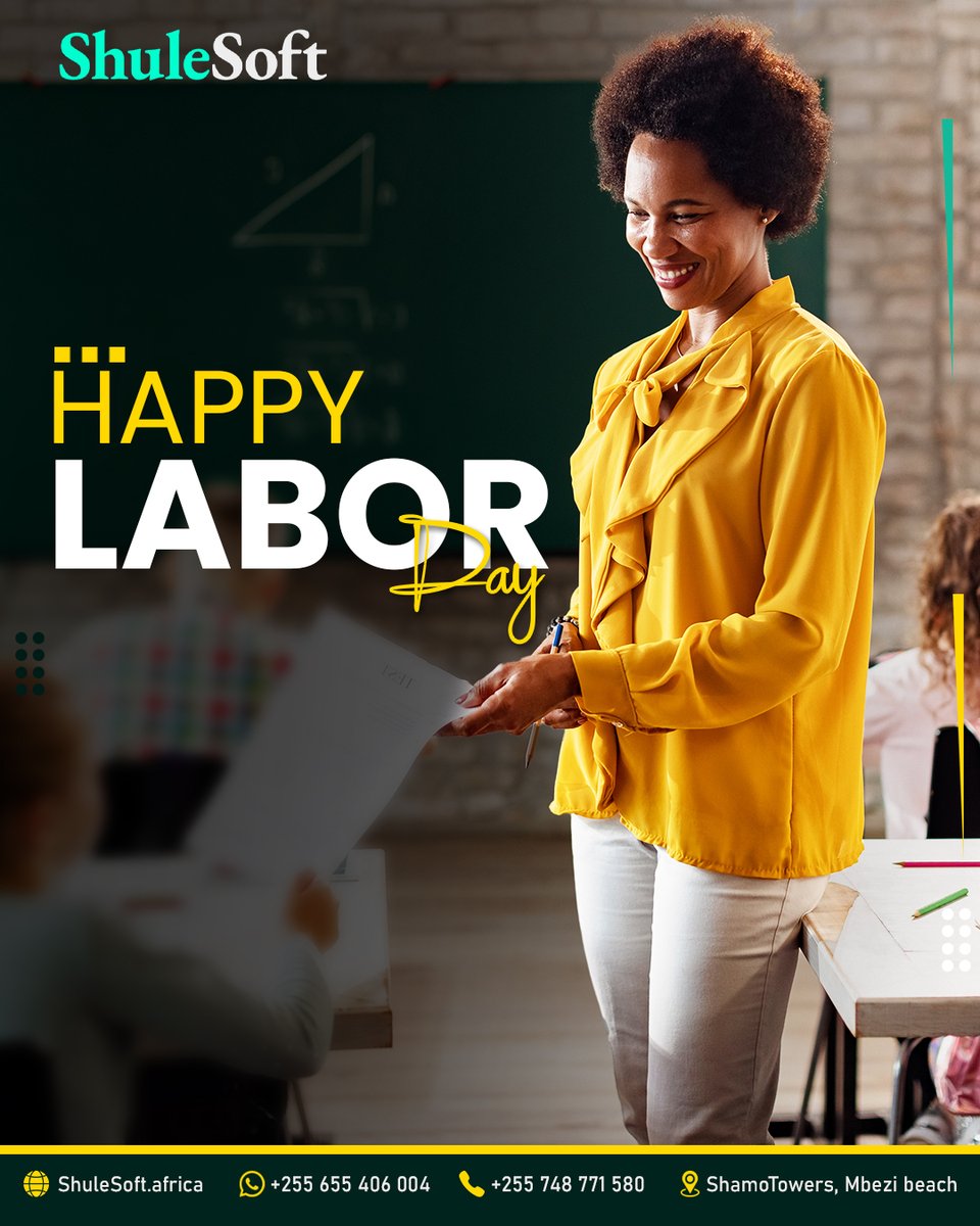 At ShuleSoft, we celebrate the dedication and hard work of all educators and school staff.
Your efforts shape the future - and we’re proud to support you with smart school solutions.
shulesoft.africa

#LaborDay
#ShuleSoft
#MakingEffectivenessPossible