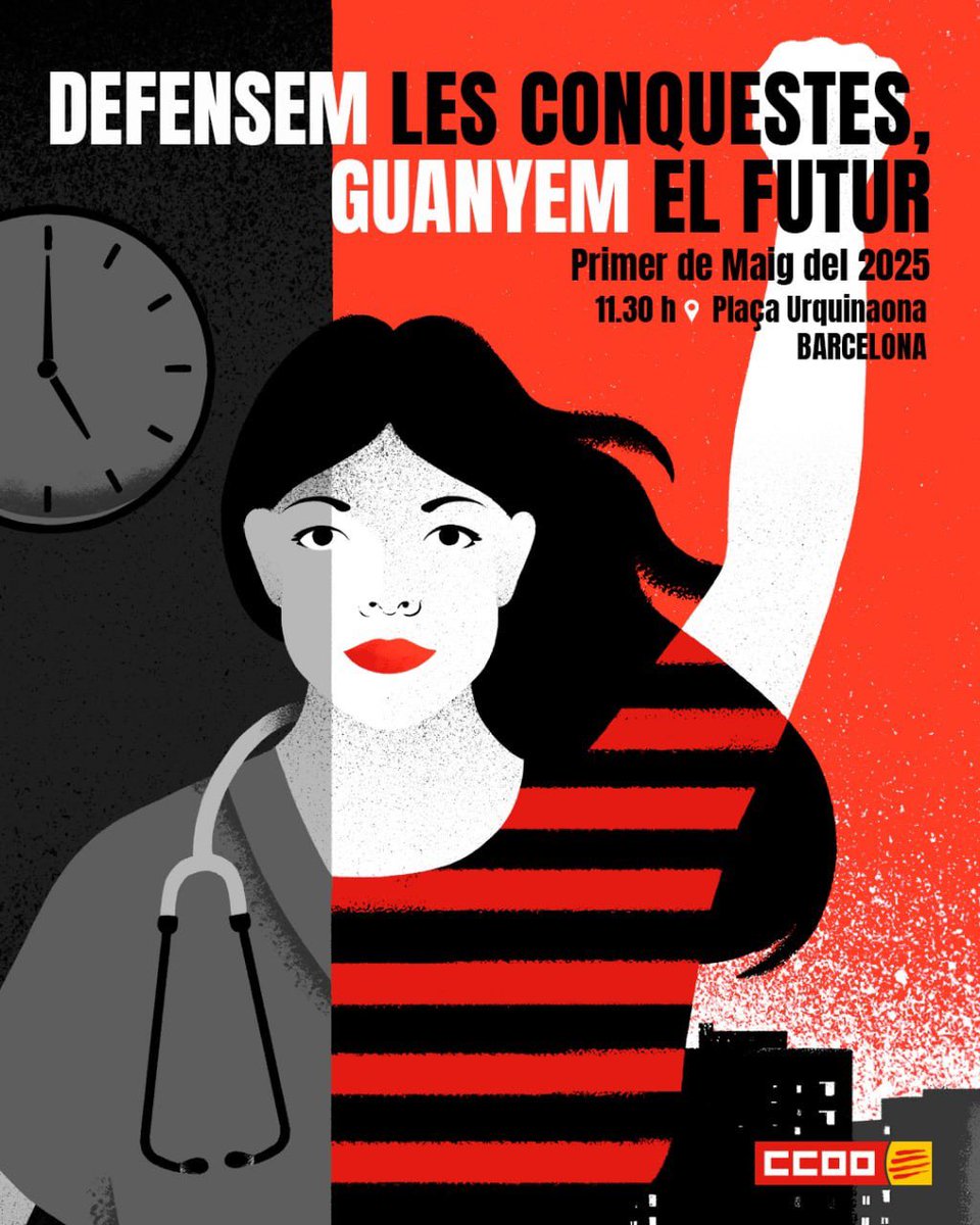 🗓️ Avui, 1 de Maig, fem sentir la nostra veu‼️

📣 Menys jornada, més drets! ⚖️

⛔️ La precarietat no és una opció. Exigim treball digne, salaris justos i un futur millor✊

🎯 Ens veiem als carrers 💪

#1Maig