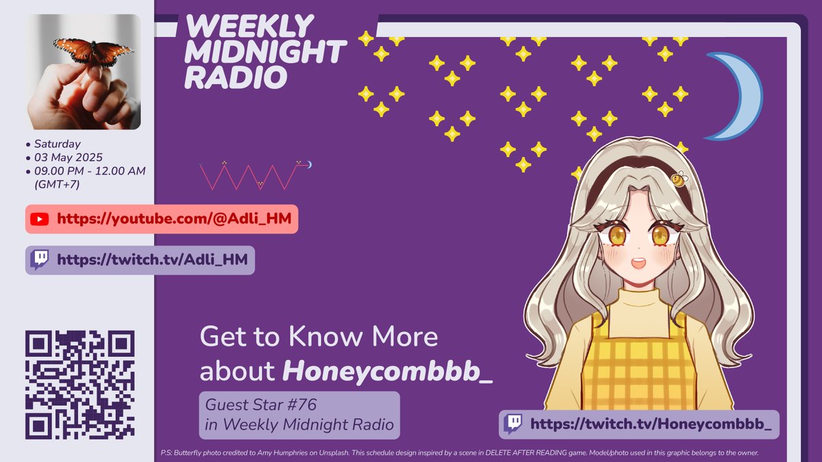 Adli_HM's tweet photo. Tune in to Weekly Midnight Radio - Ep 82, Sat (02/03), 09 pm (GMT+7) on https://t.co/wZkDXcTzq8 and https://t.co/JyBSyVfKtu, with the next Guest Star, @honeycomb309. Get to know more about Honey, her streaming journey, &amp; some trivia in the end. Thanks! https://t.co/NT761cx5iQ