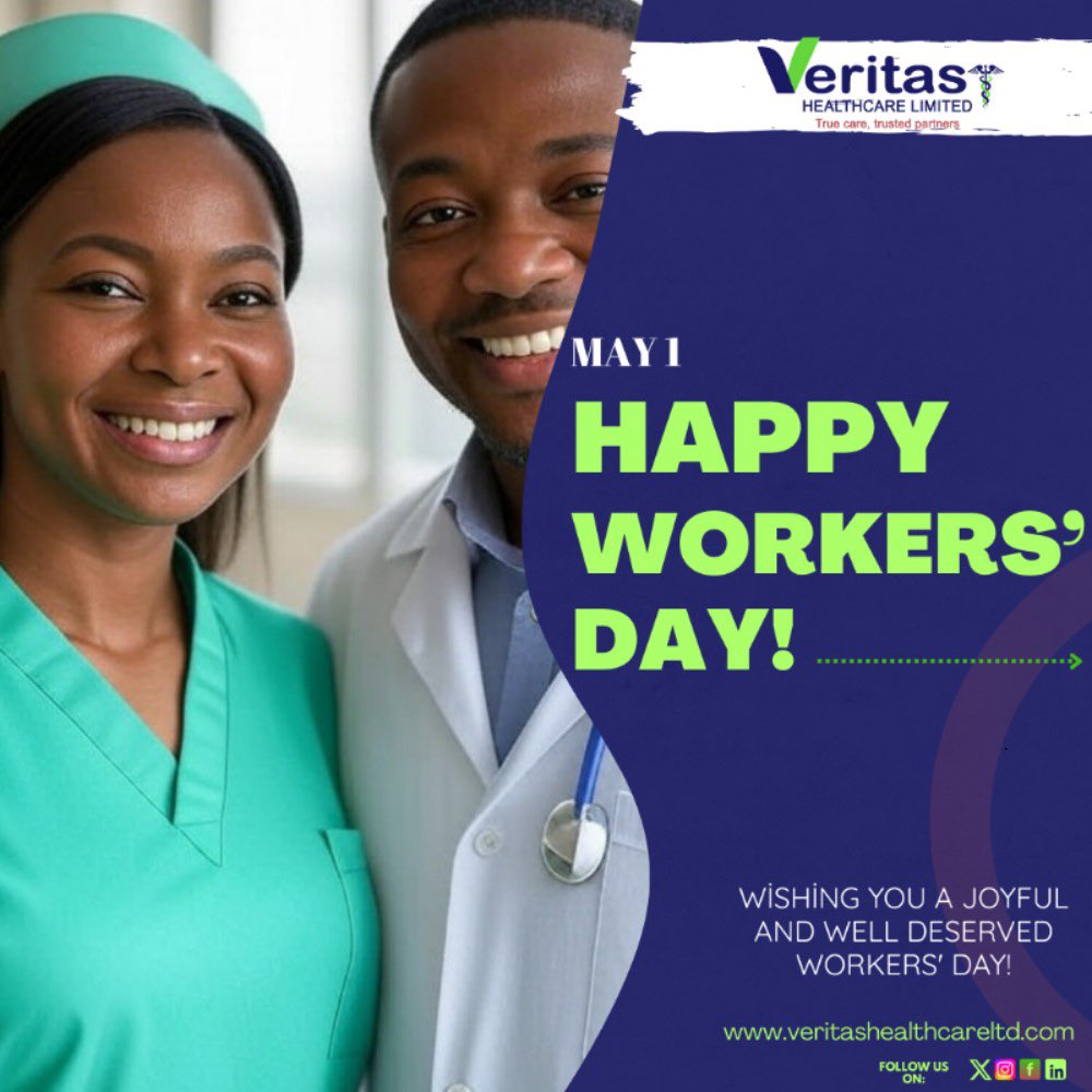 veritashealthc's tweet photo. Happy Workers’ Day from Veritas Healthcare Ltd!
We salute our amazing team for their dedication and compassionate care. Thank you for powering our mission!
#WorkersDay2025 #VeritasHealthcare #VHCL #TeamVeritas https://t.co/KtjB0LSMcY