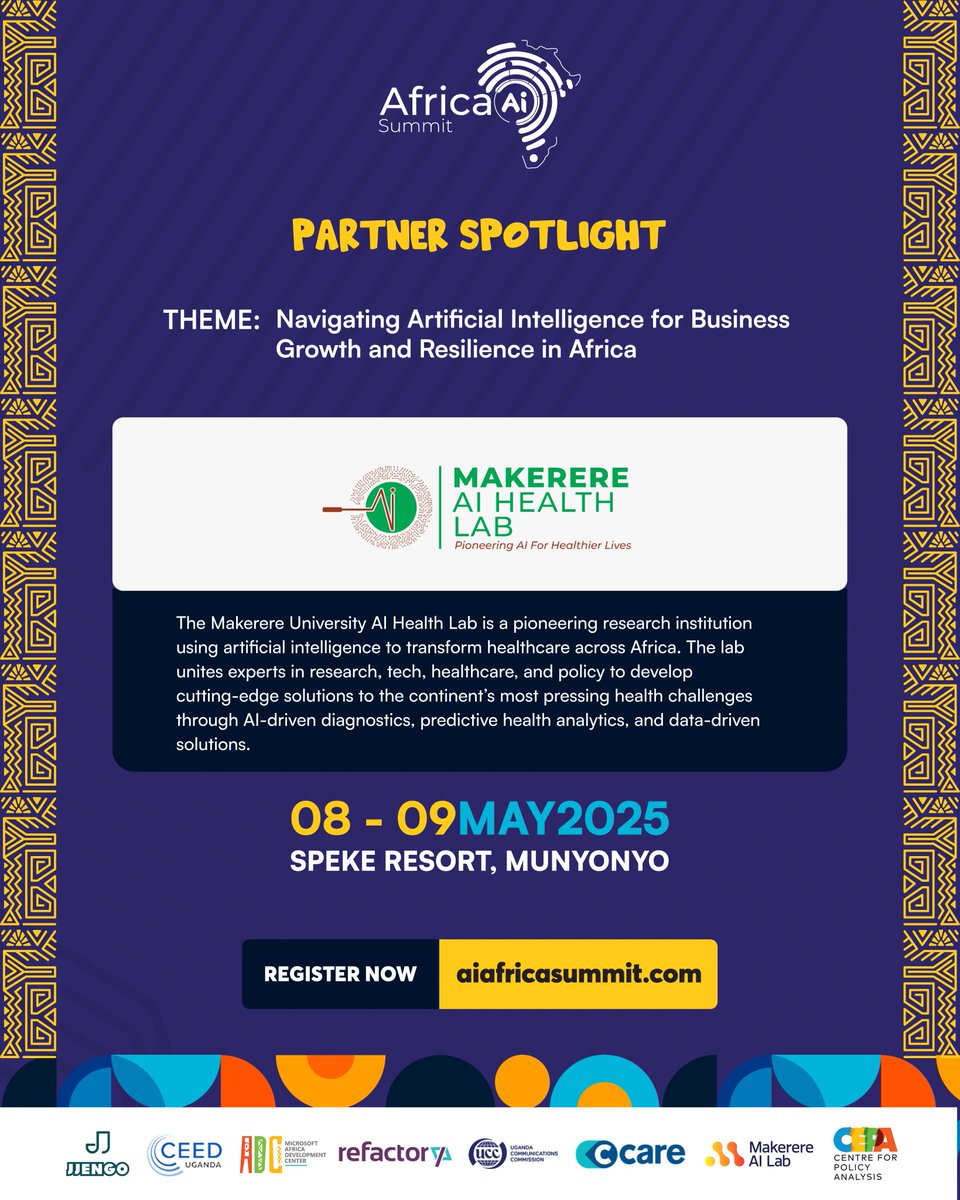 AfricaAI_Summit's tweet photo. Big Names. Bold Moves. Will You Be There?🤝🤖

We’re excited to unveil @AI_HealthLabMak, @refactory_acad, @MicrosoftADC and @C_Care_Uganda as some of the incredible partners and powerhouses who will be joining us at the #AfricaAISummit2025. https://t.co/b02Lqe51Rp