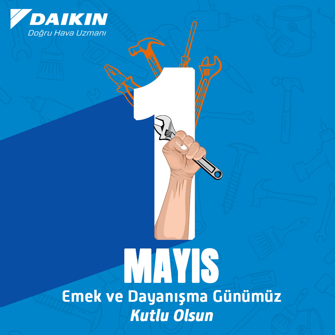 DaikinTurkiye's tweet photo. Her gününü alın teriyle, özveriyle, tutkuyla geçiren tüm emekçilerin 1 Mayıs Emek ve Dayanışma Günü’nü kutluyoruz.😍
 
#Daikin #DoğruHavaUzmanı #EmekveDayanışmaGünü https://t.co/q04E8JiYtP