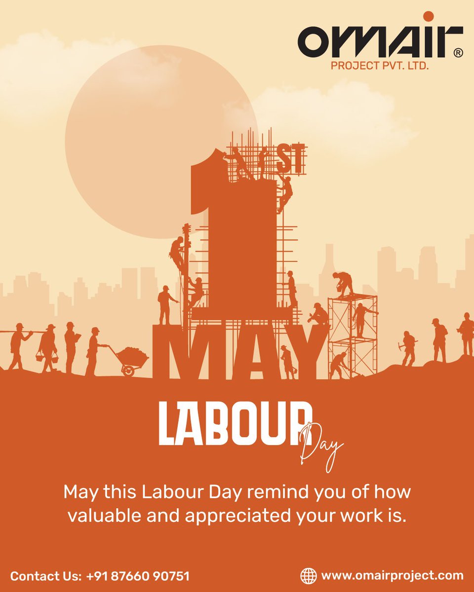 OmairProject's tweet photo. Happy Labour Day! 🛠️
May this Labour Day remind you of how valuable and appreciated your work is.
#OmairProjects #LabourDay #InternationalWorkersDay #WorkersRights #RespectLabour #CelebrateWork #HardWorkPaysOff #WorkforceHeroes #DignityOfLabour #LabourDay2025 #ahmedabadbuilders https://t.co/00LaPiuSgC