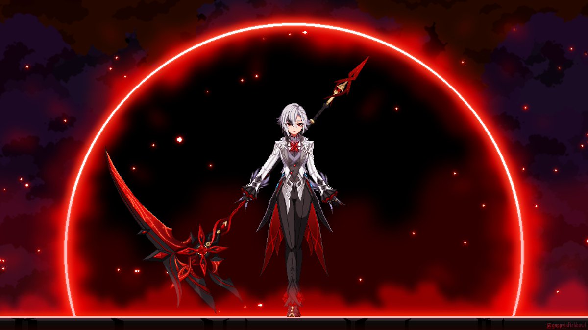 도트 아를레키노
#픽셀아트 #Pixelart #ドット絵 
#원신 #GenshinImpact #原神 #Arlecchino