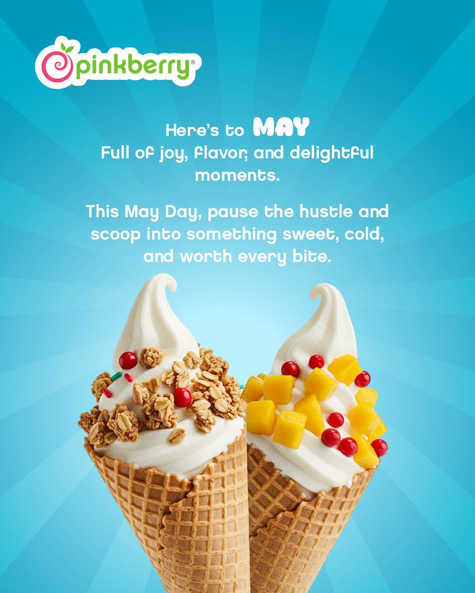Hello, May  

A new month calls for sweet moments and flavorful delights.  

Celebrate May Day the Pinkberry way cool, creamy, and unforgettable.  
#PinkberryJoy #MayDelights #FrozenYogurtMagic #TasteTheJoy #pinkberryghana
