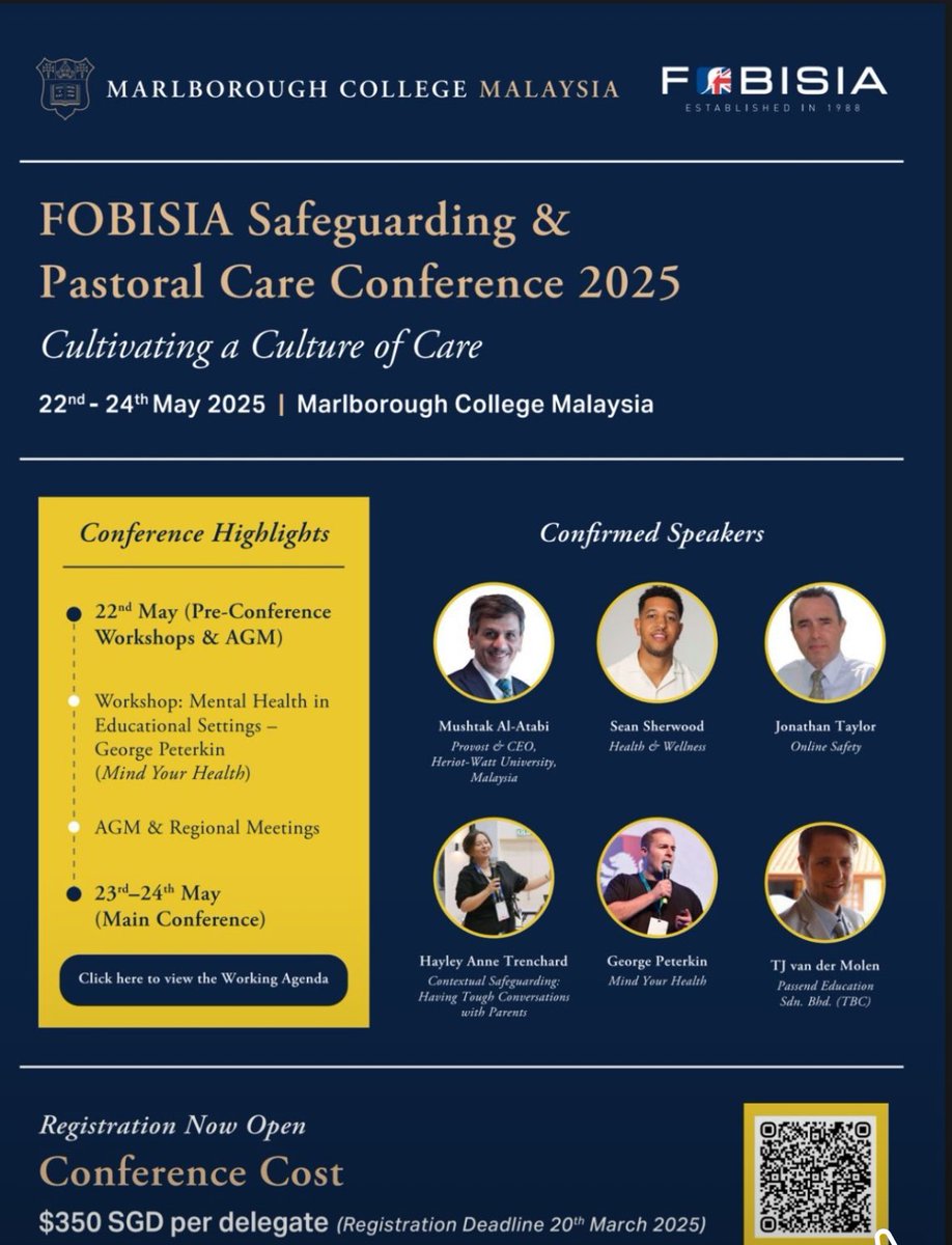 Delighted to be collaborating with <a href="/FOBISIA1/">FOBISIA</a> once more. This time, I’ll be delivering a keynote address at the iconic Marlborough College Malaysia 🇲🇾 for the 2025 Pastoral and Safeguarding Conference. I’m grateful for the opportunity to share my knowledge with education
