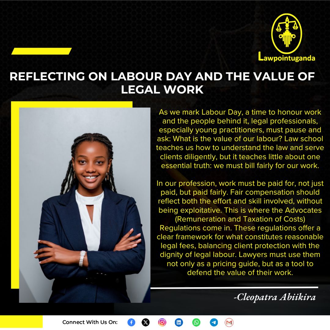 As we mark Labour Day, a time to honour work and the people behind it, legal professionals, especially young practitioners, must pause and ask: What is the value of our labour? Law school teaches us how to understand the law and serve clients diligently, but it teaches little