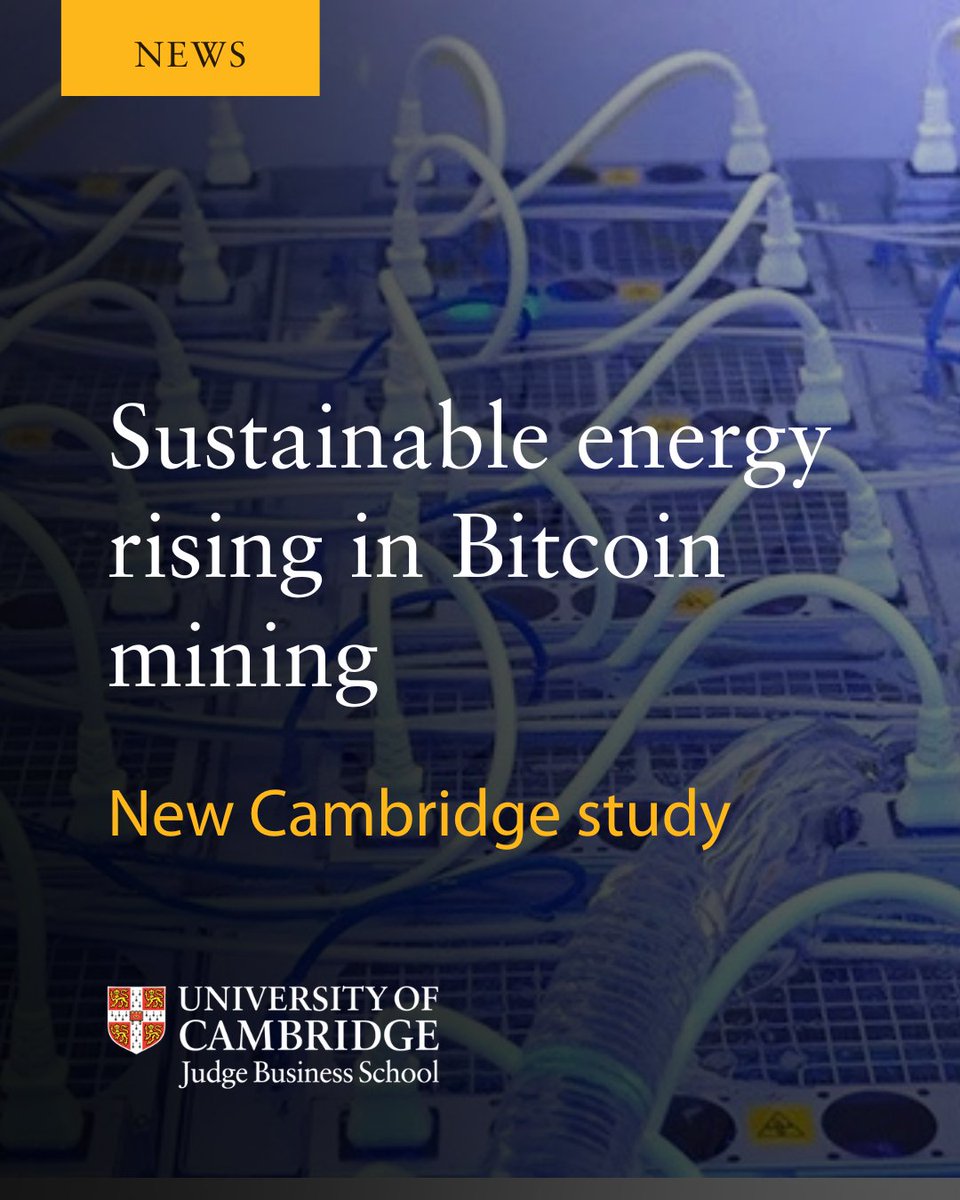 Cambridge Judge (@cambridgejbs) on Twitter photo Cambridge study: sustainable energy rises in Bitcoin mining. Full report: loom.ly/RdOaO2k
Alexander Neumueller and <a href="/CambridgeAltFin/">Cambridge Centre for Alternative Finance CJBS</a> reveal 52.4% sustainable energy use and natural gas leading over coal.
#Bitcoin #CryptoMining #Sustainability Cambridge study: sustainable energy rises in Bitcoin mining. Full report: loom.ly/RdOaO2k
Alexander Neumueller and <a href="/CambridgeAltFin/">Cambridge Centre for Alternative Finance CJBS</a> reveal 52.4% sustainable energy use and natural gas leading over coal.
#Bitcoin #CryptoMining #Sustainability