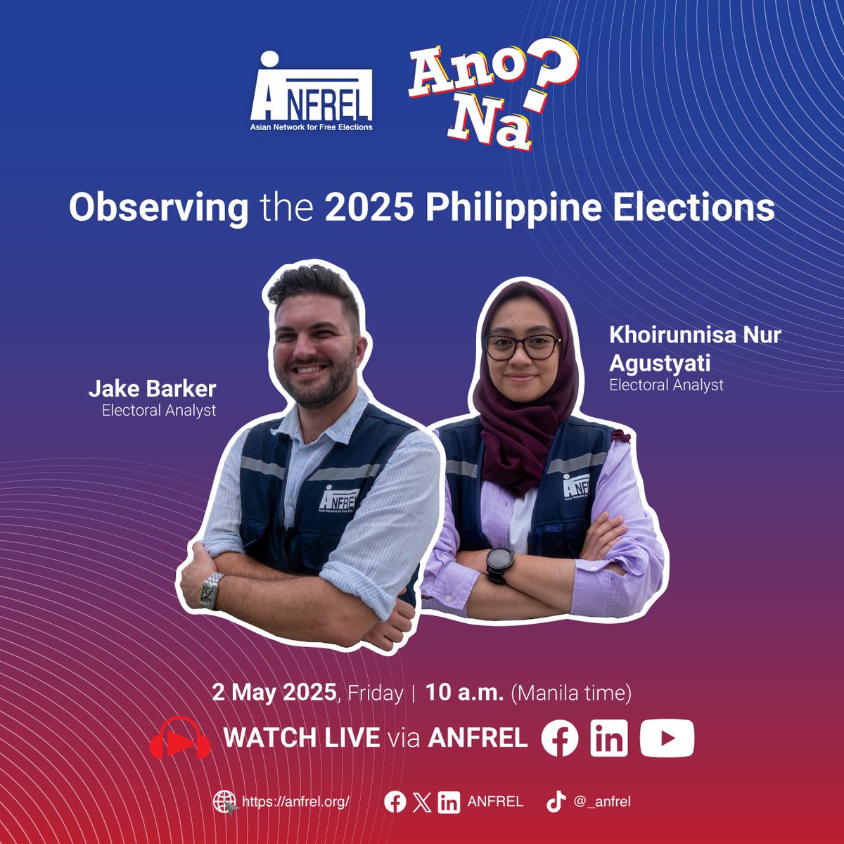 As part of the outreach efforts of ANFREL - Asian Network for Free Elections for the international election observation mission to the 2025 national and local #elections in the #Philippines, we're launching the limited podcast series "Ano na?"
