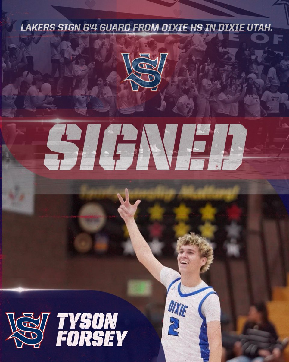 SWOCCBASKETBALL's tweet image. We are excited to announce the signing of 6’4 Guard Tyson Forsey from Dixie HS in Dixie Utah. Tyson was 1st Team All State this past season. Welcome to the LAKER family Tyson. Big future!