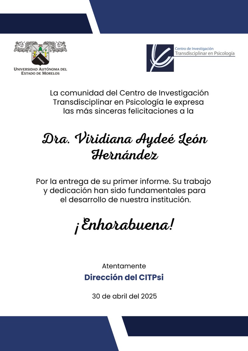 citpsi's tweet photo. ¡Felicidades a nuestra Rectora! 🎉 https://t.co/wNyo8HBkOA