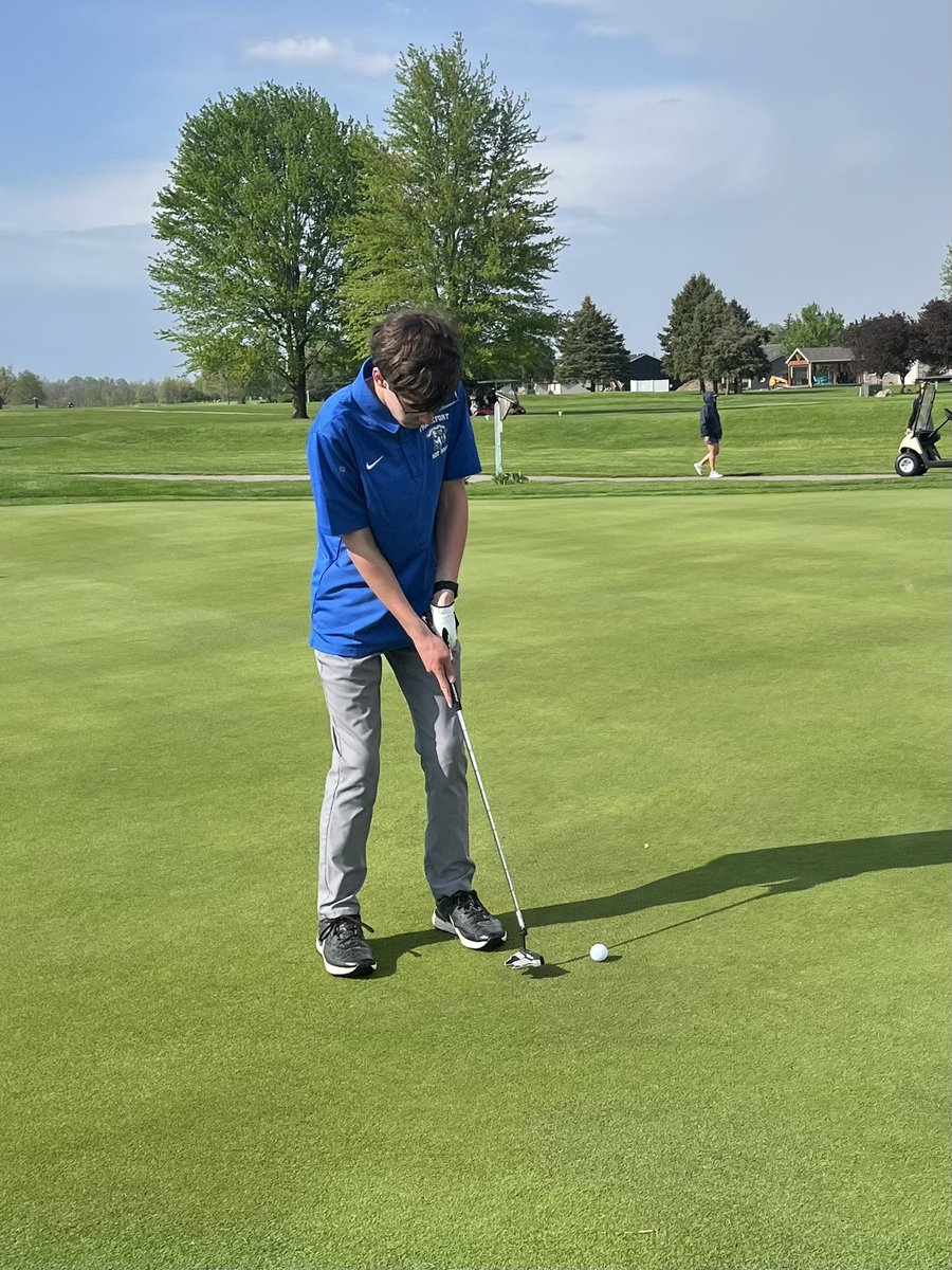Zack gets trial by fire. Last minute injury and a Senior trip necessitated Freshman Zack Kurth having to fill a varsity scoring position in last night’s North Montgomery golf match.  While not shooting a counting score for team Zack improved as he became more confident in his