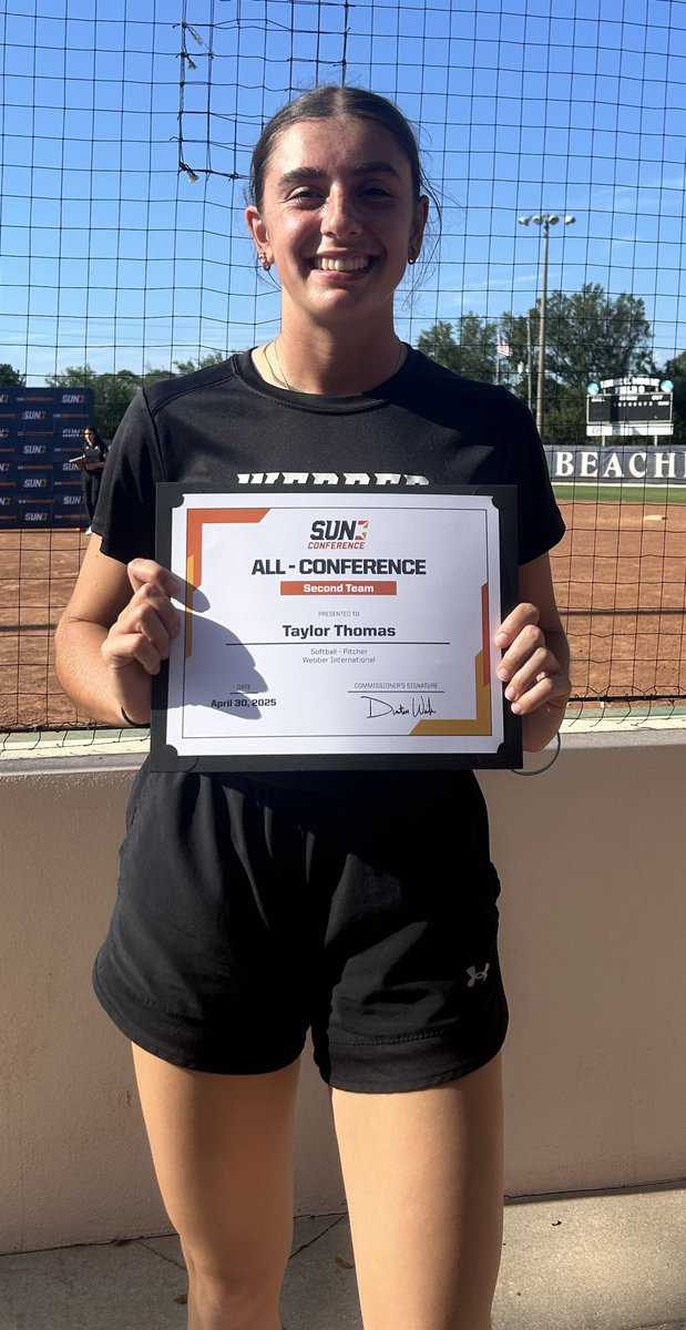 Junior Pitcher Taylor Thomas earned 2nd Team All Sun Conference!