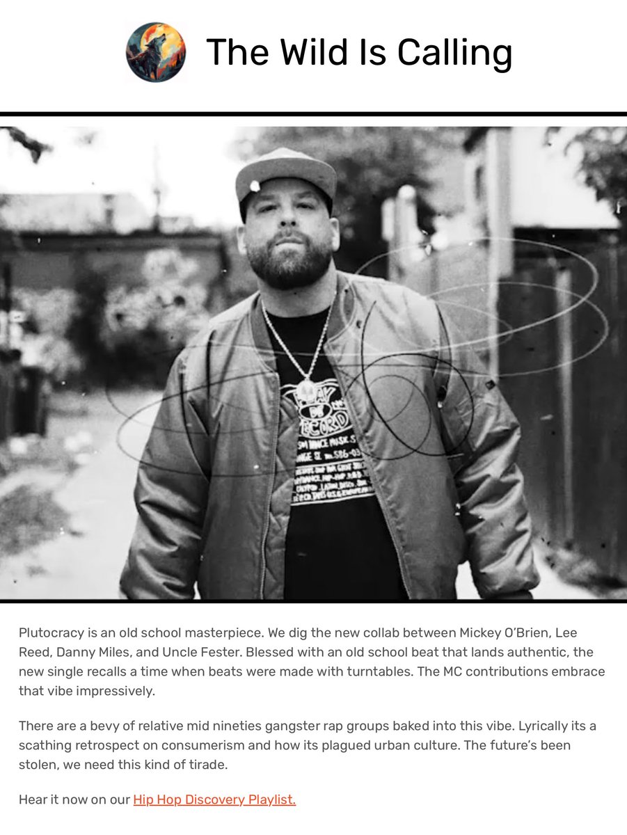 “Plutocracy is an old school masterpiece."

New review from <a href="/thewildiscallin/">thewildiscalling</a> of <a href="/OBorebody/">Mickey O'Brien</a>’s “Plutocracy”, produced by Danny Miles and featuring @freeleereed and Uncle Fester.

thewildiscallingus.com/2025/04/26/hip…