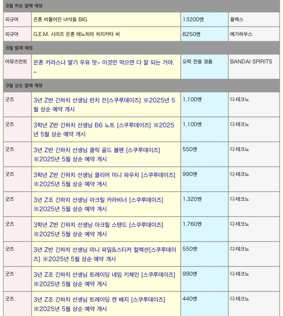 misztama's tweet photo. 오늘 업데이트 된 은혼 발매 예정 굿즈 정리‼️

8월 - 뒤틀린 녀석들 BIG 누이

10월 
- 삼젯 긴파치 데스크 피규어
- 삼젯 치비구루미(공식 이미지 뜸)

11월
- 삼젯 퐁퐁 봉제인형
- 삼젯 데스크 피규어 히지카타 / 소고

12월
- 삼젯 마치보케(마치보우케) 인형
- 삼젯 데스크 피규어 타카스��� https://t.co/QDWcBQy4uw