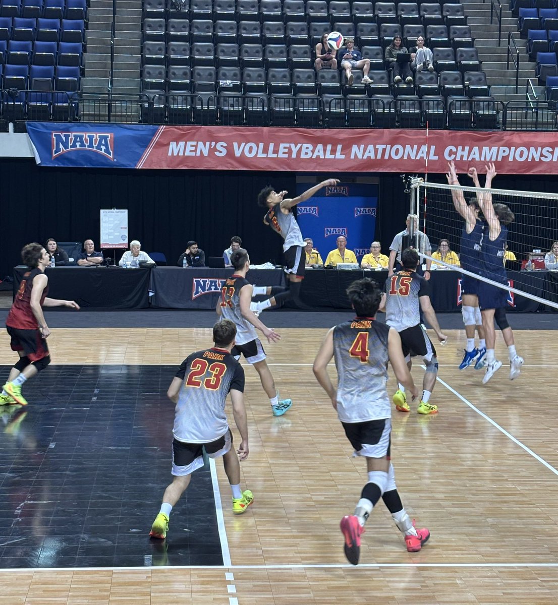 BREAKING: The <a href="/ParkUniversity/">Park University</a> <a href="/ParkPirates/">Park Pirates</a> men’s volleyball team takes  set three against <a href="/Go_Mustangs/">Mount Mercy Mustangs</a>, 25-23, to win  the match 3-0 in pool play action at the <a href="/NAIA/">NAIA</a> national tournament, knocking Mount Mercy out of the tourney and getting revenge from a regular season loss.