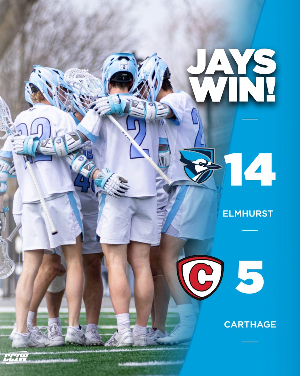 Moving on 💯

<a href="/ElmhurstU_MLAX/">Elmhurst University Men's Lacrosse</a> advances to Saturday's CCIW Tournament final with a huge win over Carthage at Langhorst Field! #FlyJaysFly