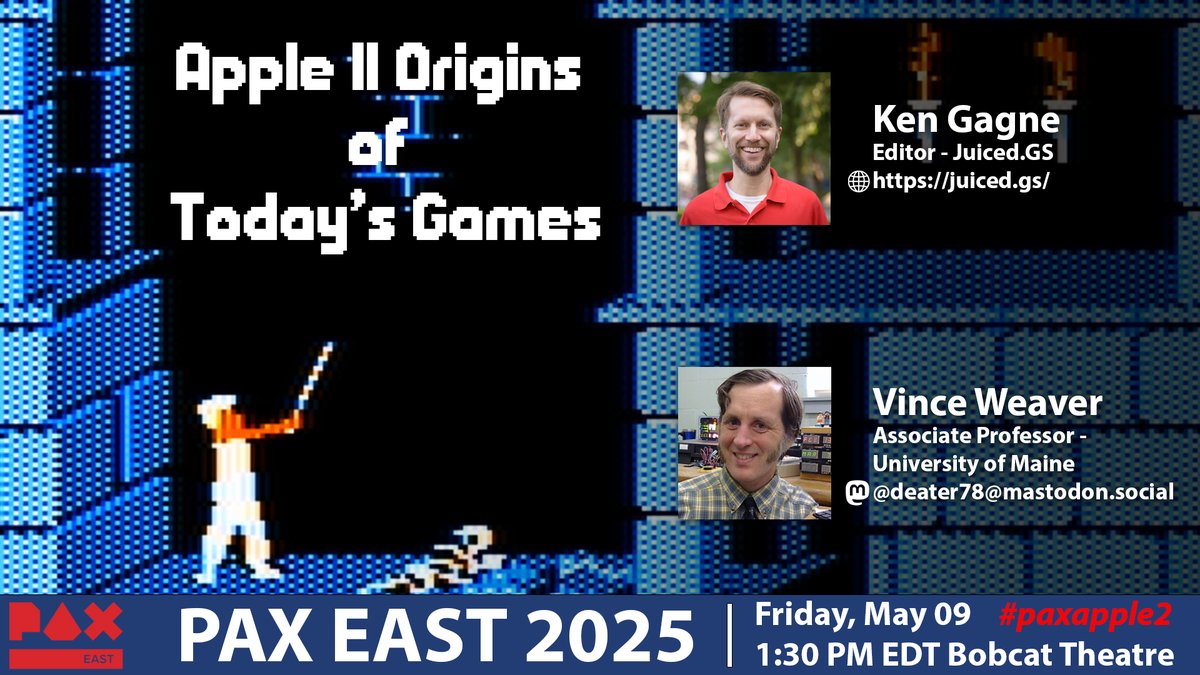 if you happen to be at PAXeast next week I'm going to be there Friday giving a panel on the "Apple II Origin of Today's Games"