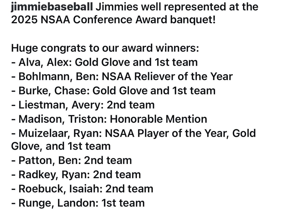 Jimmies well represented tonight at the NSAA award ceremony! Congrats to all those who received awards! #HonJims #JimmiePride <a href="/UJ_Jimmies/">University of Jamestown</a> <a href="/JimmieAthletics/">Jimmie Athletics</a>