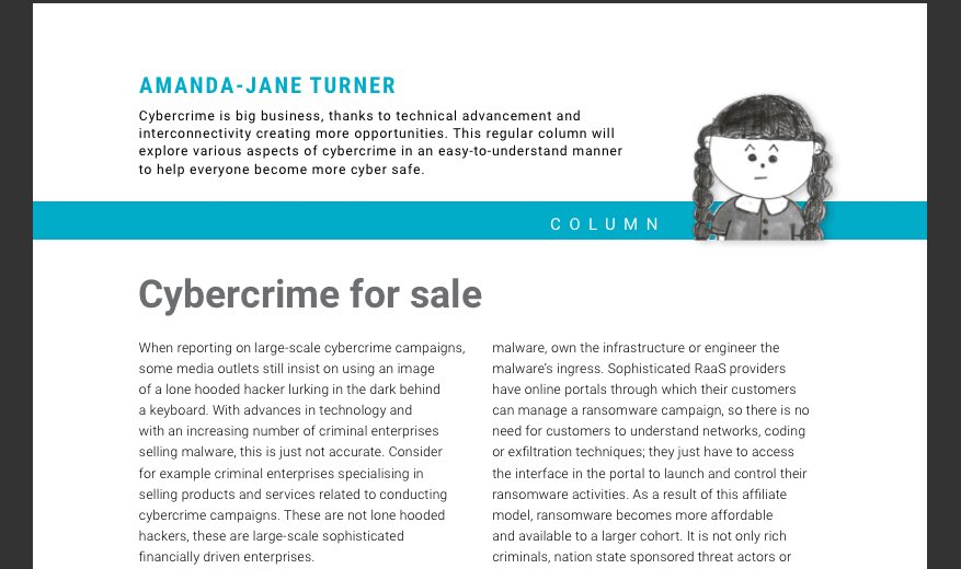 π¦ ππππππππππ (@empressbat) on Twitter photo In my regular column about #cybercrime in the Women in Security magazineβs latest issue I discuss cybercrime as a service <a href="/Source2C/">Source2Create</a>
womeninsecuritymagazine.com In my regular column about #cybercrime in the Women in Security magazineβs latest issue I discuss cybercrime as a service <a href="/Source2C/">Source2Create</a>
womeninsecuritymagazine.com