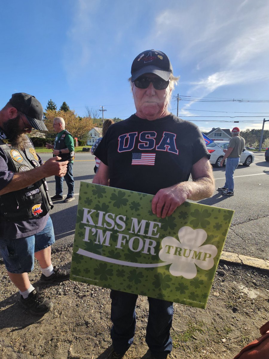 Hundreds of patriots attended the Trump rally to celebrate 100 days in the office of President Trump in Salem, New Hampshire on Wednesday, April 30, 2025 from 2:30 - 6pm at 401 Main St, Salem NH with pizza, cupcakes, potato salad, chips and all kinds of soft drinks. Thank you