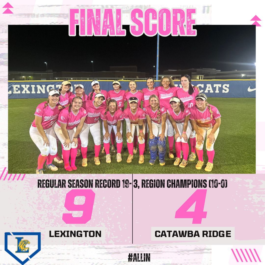 Lexington (19-3)(10-0) defeated a talented Catawba Ridge squad 9-4 to wrap up the regular season. 

WP <a href="/HaleyManz26/">Haley manz</a> (15-2,8-0) 7IP, 2Ks 3ER 
<a href="/31samcraig/">sam craig</a> 2-3 2RBI 1R
<a href="/PaytonMelin1/">Payton Melinauskas</a> 2R
<a href="/MayaDrennon3/">Maya Drennon</a> 3-4 2R
<a href="/liviwarren1107/">Livi Warren</a> 3-3 2RBI 3R
<a href="/EMelinauskas/">Emma Melinauskas</a> 1RBI 
<a href="/paytongonce2027/">Payton Gonce</a> 1-3 2RBI