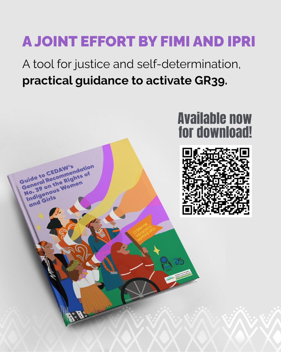 🚨 New! FIMI &amp; IPRI launch a practical tool to activate GR39 of CEDAW — advancing the rights of Indigenous Women and Girls.

📘 From principles to action.

📥 Download now: eu1.hubs.ly/H0jMWft0

#GR39 #IndigenousWomen #CEDAW #FIMI25Years