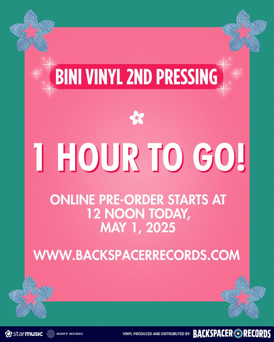1 HOUR TO GO! 🌸

At exactly 12 noon, pre-order will OPEN for the 2nd pressing limited numbered edition of BINI’s Born To Win, Feel Good, and Talaarawan vinyl!

Refresh this page and get ready to act fast - backspacerrecords.com/collections/bi…