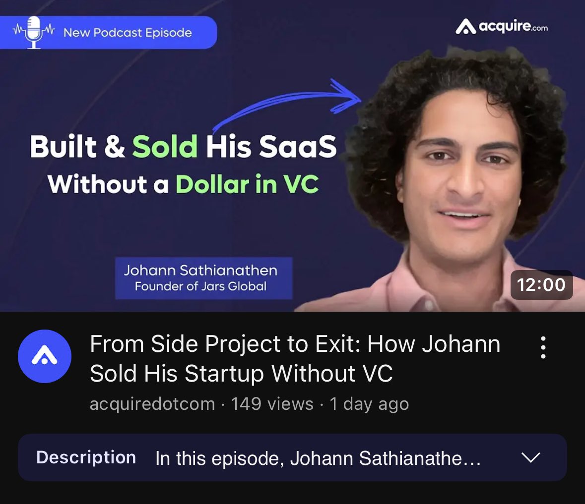 Johann Sathianathen (@johann_sath) on Twitter photo Had fun talking to <a href="/agazdecki/">Andrew Gazdecki</a> about my recent exit
So thankful for the opportunity and the amazing platform Andrew made :)
<a href="/acquiredotcom/">acquire.com</a> Had fun talking to <a href="/agazdecki/">Andrew Gazdecki</a> about my recent exit
So thankful for the opportunity and the amazing platform Andrew made :)
<a href="/acquiredotcom/">acquire.com</a>