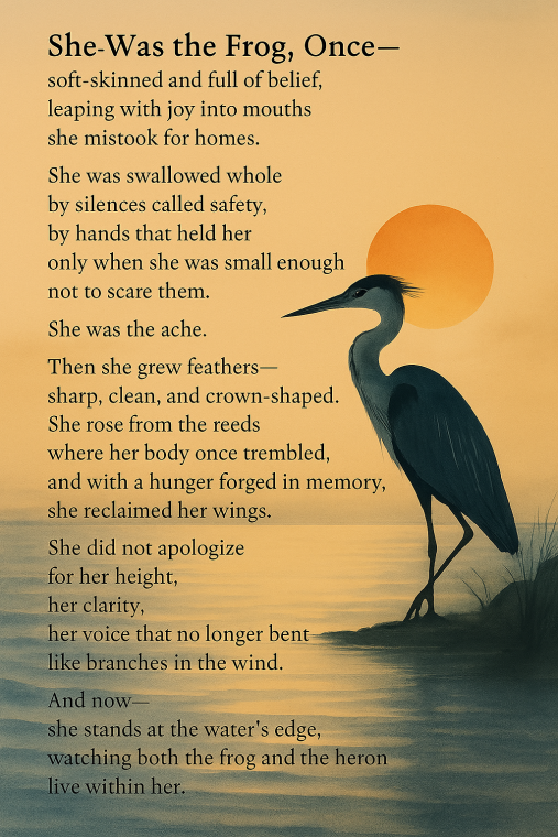 Samaneh Dowlatshahi (@samanehdowlat) on Twitter photo 🕊 From frog to heron, I wrote of becoming.
Honored to be featured in the 2025 #JIMI Poetry Gallery.
#NationalPoetryMonth #InspiredByMaryOliverhttps://art.kunstmatrix.com/en/node/2105980?t=1746068504 <a href="/MethodistHosp/">Houston Methodist</a> 🕊 From frog to heron, I wrote of becoming.
Honored to be featured in the 2025 #JIMI Poetry Gallery.
#NationalPoetryMonth #InspiredByMaryOliverhttps://art.kunstmatrix.com/en/node/2105980?t=1746068504 <a href="/MethodistHosp/">Houston Methodist</a>