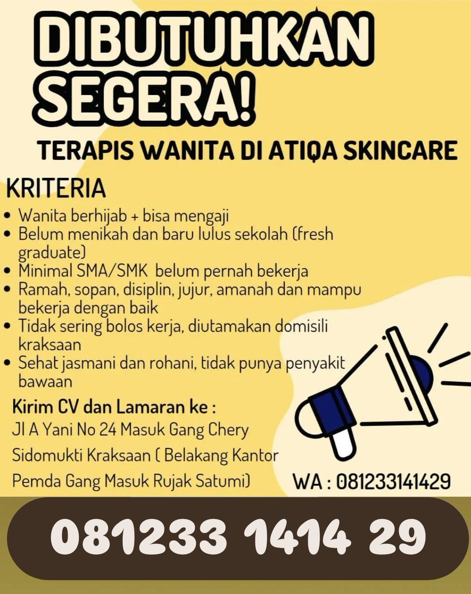 GoProbolinggo's tweet image. wa.me/6281233141429
Sentuh 👆🏻utk kirim lamaran dan CV. Tunjukkan foto ini
whatsapp.com/channel/0029Va…