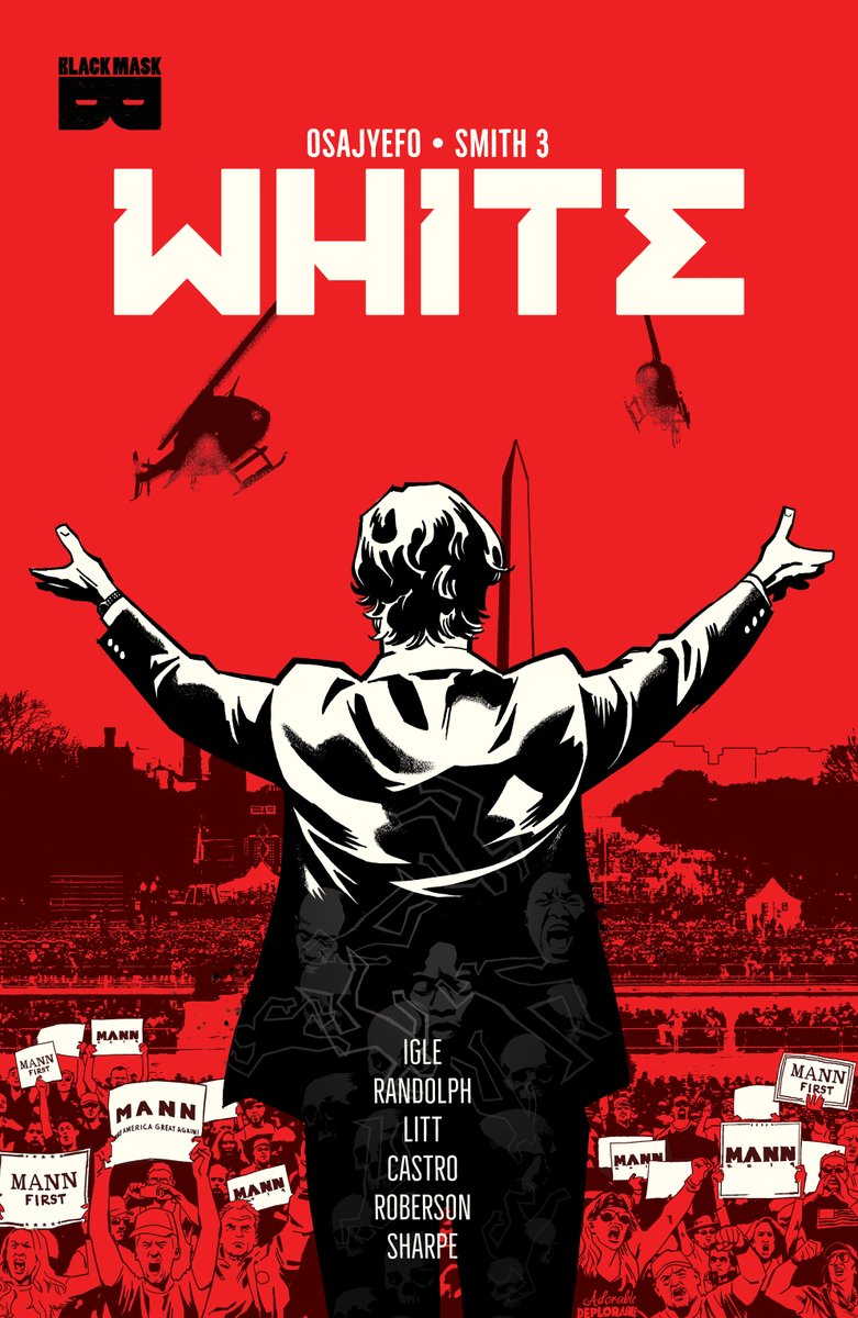 In shops today! WHITE TP. "The critically acclaimed BLACK introduced a world where only black people have superpowers... but WHITE threatens to upend the world as it’s known, as a racist President of the United States threatens to strike back against his perceived threat." — <a href="/THR/">The Hollywood Reporter</a>