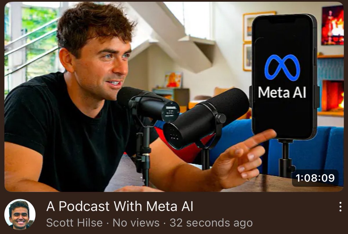 Just dropped the first podcast ever with <a href="/Meta/">Meta</a> in history. This will be the last AI podcast to complete the trifecta. This came out just 24 hours ago and I couldn’t resist since this AI is solely conversational based. The response time is absolutely wild on this one