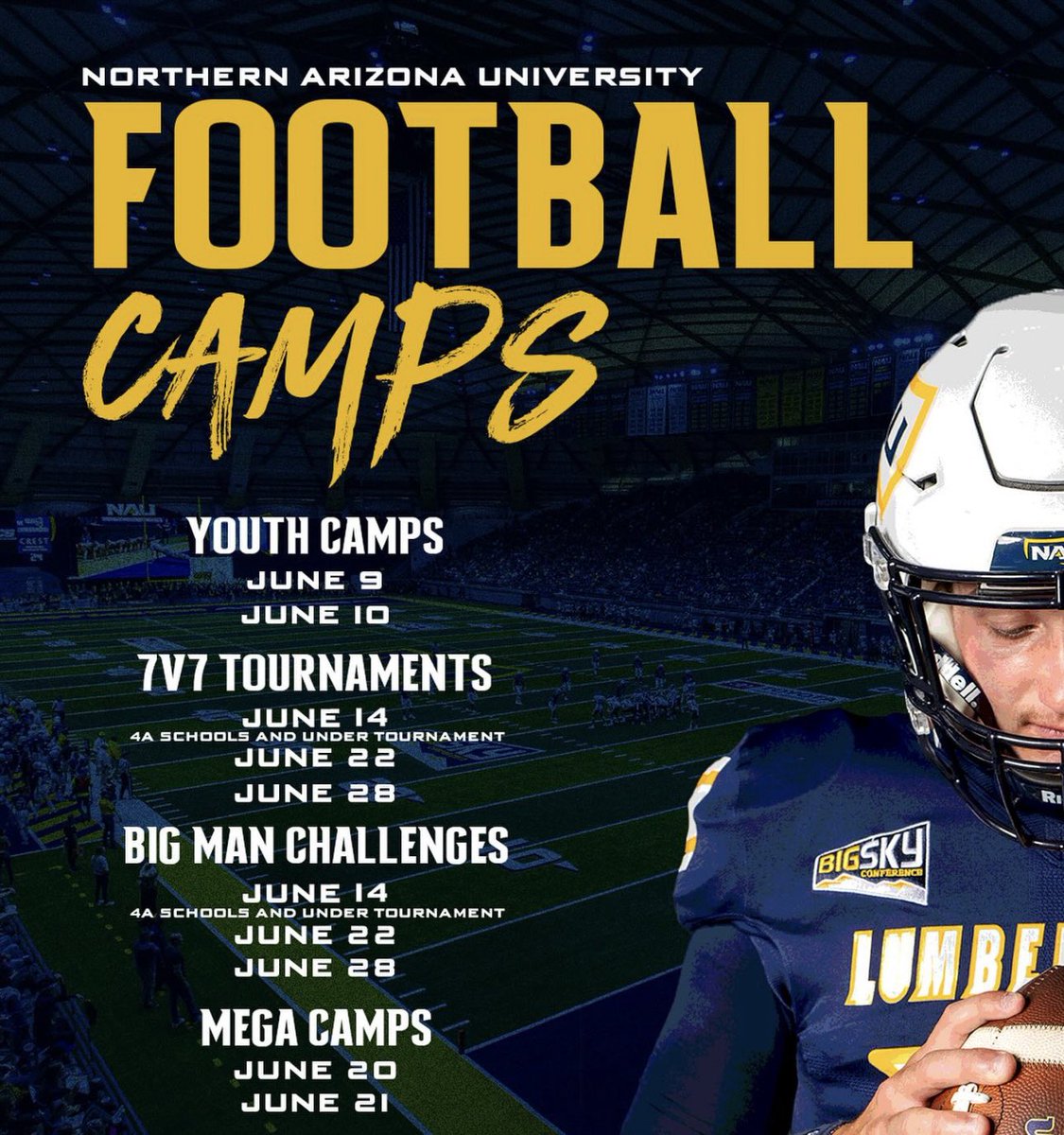 Captain627272's tweet image. Thank you @NAU_Football for inviting me to your camp!!! @2gKohl @CoachBru1 @coachcruz96 @Raadicle @247Sports @RTaylorFBscout @CoachTuitele @SportPrepX