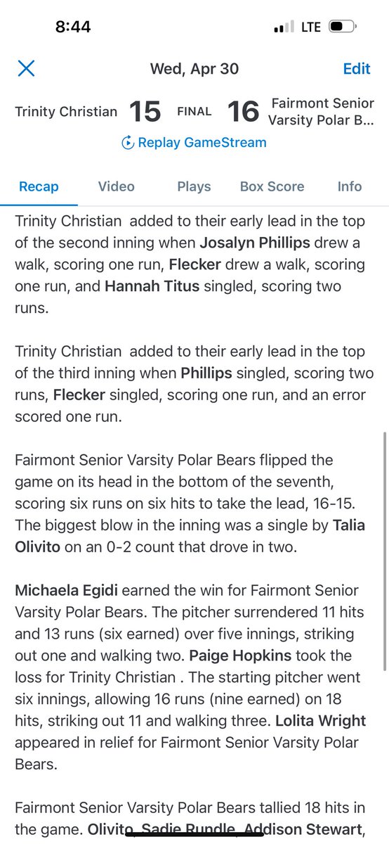 Fairmont Senior Softball (WV - Class AAA) tweet media
