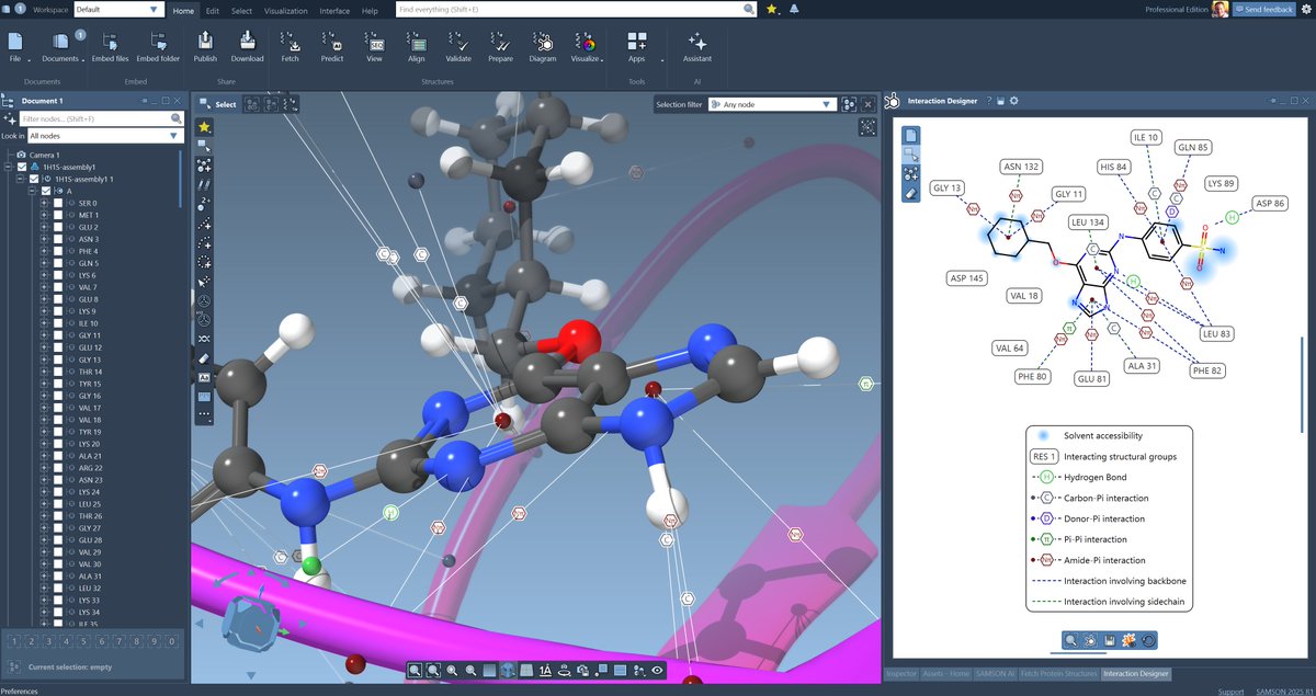 StephaneRedon's tweet image. Upcoming webinar: Introducing SAMSON 2025 !
On June 17, at 8 AM PST / 11 AM EST / 5 PM CET, you're invited to a new webinar in which you'll learn :
- How to create and edit 2D and 3D protein-ligand interaction diagrams using the new Interaction Designer
- How to use the new…