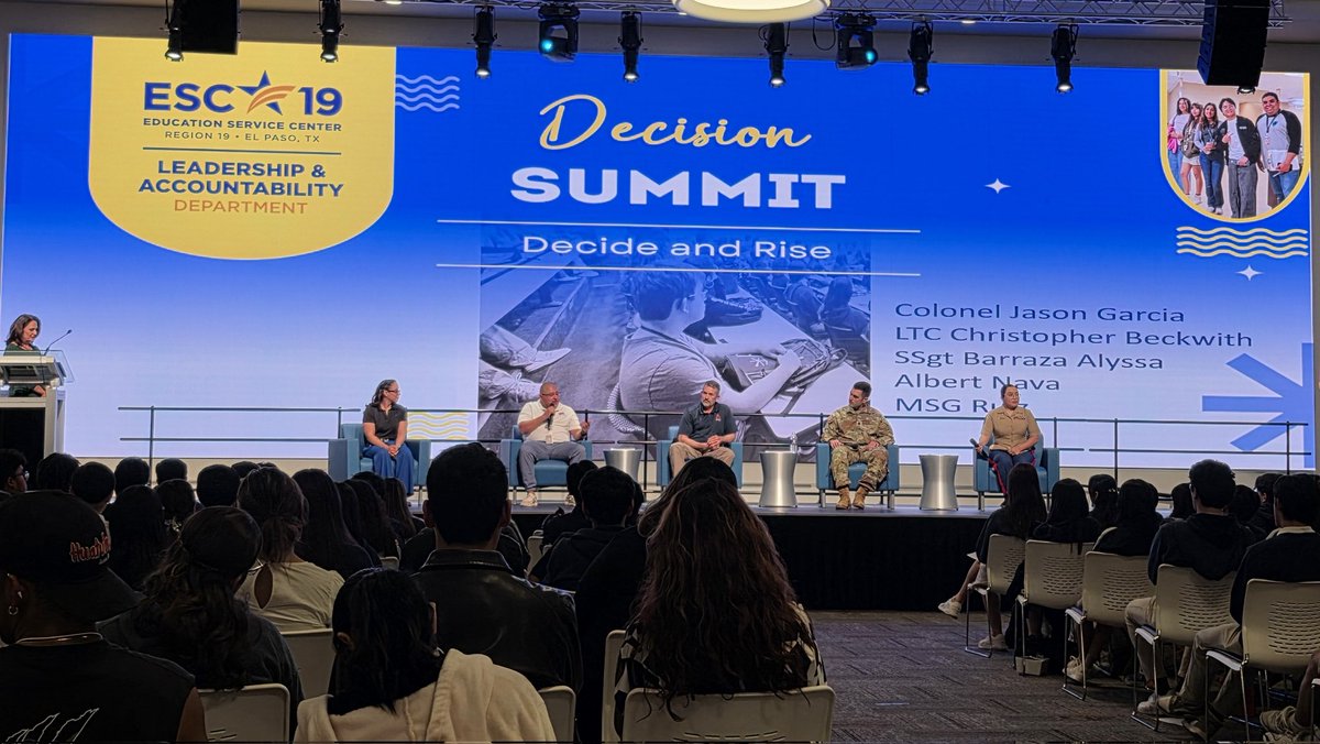 Cynthia Silvas (@csilvas7) on Twitter photo Decide & Rise Post Secondary Summit <a href="/ESCRegion19/">ESC-Region 19</a> @Borderplex
📢 Empowering Futures! 🚀
Just wrapped up an incredible day where our amazing students had the chance to connect directly with military, industry, and trade professionals. Thank you <a href="/MayorRenardEPTX/">Mayor Renard Johnson</a>
True inspiration 🙌 Decide & Rise Post Secondary Summit <a href="/ESCRegion19/">ESC-Region 19</a> @Borderplex
📢 Empowering Futures! 🚀
Just wrapped up an incredible day where our amazing students had the chance to connect directly with military, industry, and trade professionals. Thank you <a href="/MayorRenardEPTX/">Mayor Renard Johnson</a>
True inspiration 🙌
