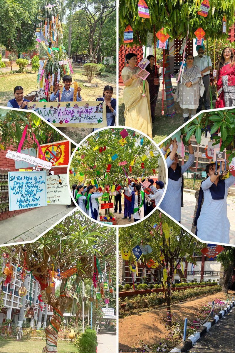 SchoolEduChd's tweet photo. #कल्पतरु decked up with wishes to make Chandigarh #DrugsFree 
"🌳✨ Introducing the Wish Tree: A symbol of hope and resilience in our fight against drugs. 🌟 Each leaf represents a promise for a healthier, drug-free future. Let's come together, make a wish, and support one another in living our best lives! #WishTree #SayNoToDrugs #HopeAndHealing
#PMSHRI @ggmsss18
@ghs30achd
@gmsss10chd
@gmhs42
@EduMinOfIndia 
@DselEduMinistry
@MSJEGOI
@chandigarh_admn