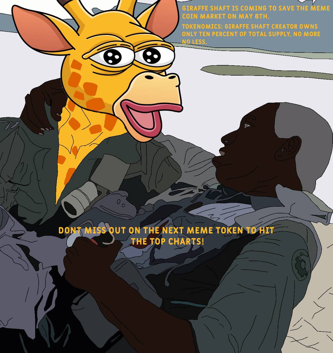 Giraffe_Shaft's tweet photo. Giraffe shaft is almost here! Don't miss out on the next meme coin to hit it big. Creator only owns ten percent of the total supply, which means this is not a rug pull token, like 99 percent of the crypto market. #CryptoX #CryptoTrading https://t.co/8OLnkpPrzK